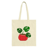 Monstera Plant Tote Bag, Houseplant Lover Gift, Cute Green Leaves, Stylish Canvas Bag, Botany Gift, Plant Mom Bag, Trendy Shopper Bag - Tawshia